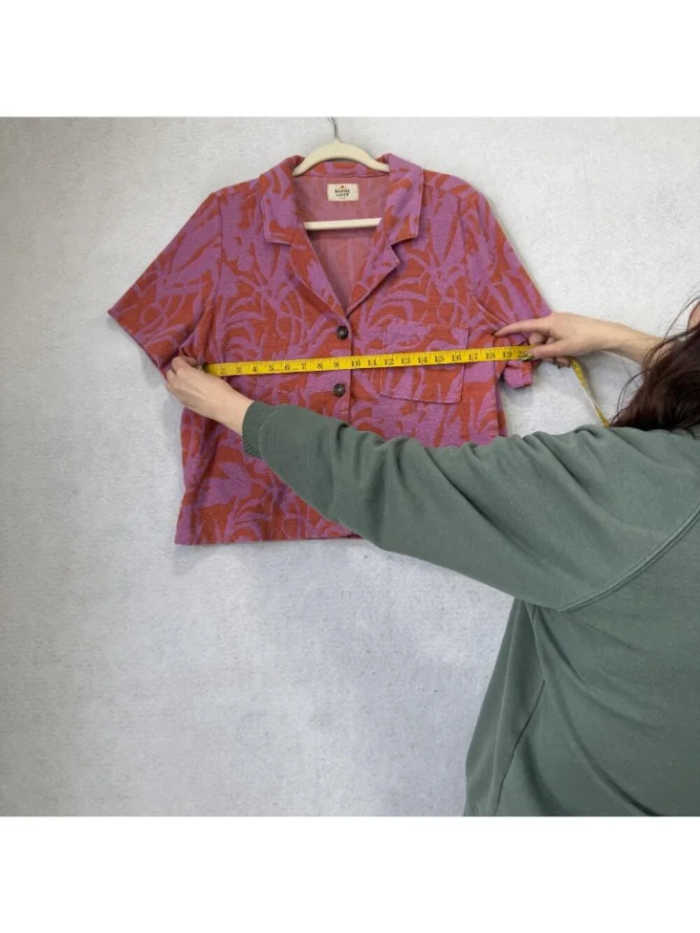 Marine Layer Shirt Womens Large Purple Terry Button Up Cropped Floral Print - Picture 5 of 9